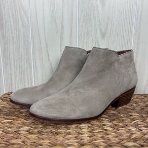 Sam Edelman Grey-Tan Suede Side Zip Booties, 10
